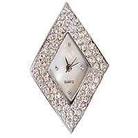 El Reloj De La Cabeza, aleación de zinc, Rombo, chapado en color de platina, con diamantes de imitación de Checo, libre de cadmio, 28x37mm, Vendido por UD