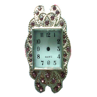aleación de zinc Cabeza de reloj, chapado en color de platina, con diamantes de imitación de Checo, libre de cadmio, 27x39mm, Vendido por UD