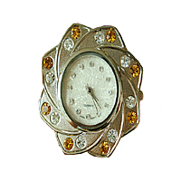 El Reloj De La Cabeza, aleación de zinc, Flor, chapado en color de platina, con diamantes de imitación de Checo, libre de cadmio, 36x36mm, Vendido por UD