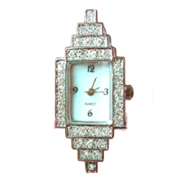 El Reloj De La Cabeza, aleación de zinc, chapado en color de platina, con diamantes de imitación de Checo, libre de cadmio, 20x43mm, Vendido por UD