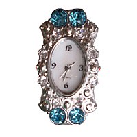 El Reloj De La Cabeza, aleación de zinc, chapado en color de platina, con diamantes de imitación de Checo, libre de cadmio, 21x34mm, Vendido por UD