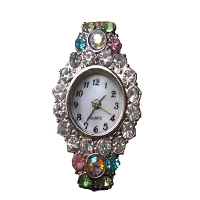 El Reloj De La Cabeza, aleación de zinc, chapado en color de platina, con diamantes de imitación de Checo, libre de cadmio, 21x34mm, Vendido por UD