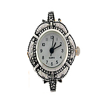 aleación de zinc Cabeza de reloj, chapado en color de platina, con diamantes de imitación de Checo, libre de cadmio, 23.5x24mm, Vendido por UD