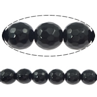 Natural Black Agate Beads, Round & faceted, Grade AA Approx 1-1.5mm .5 Inch 