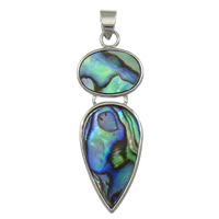 Abalone Shell Pendants, with Brass, Teardrop, platinum color plated Approx 