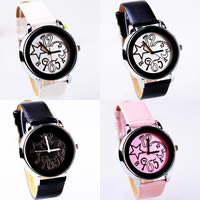 Women Wrist Watch, Zinc Alloy, with PU Leather & Glass, platinum color plated cadmium free, 37mm, 18mm Approx 8.6 Inch 
