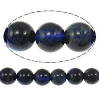 Tigerauge Perle, rund, verschiedene Größen vorhanden, blau, Bohrung:ca. 1mm, Länge:ca. 16 ZollInch, verkauft von Strang