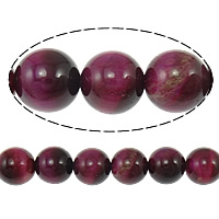 Tigerauge Perle, rund, verschiedene Größen vorhanden, Fuchsia, Bohrung:ca. 1.5mm, Länge:ca. 16 ZollInch, verkauft von Strang