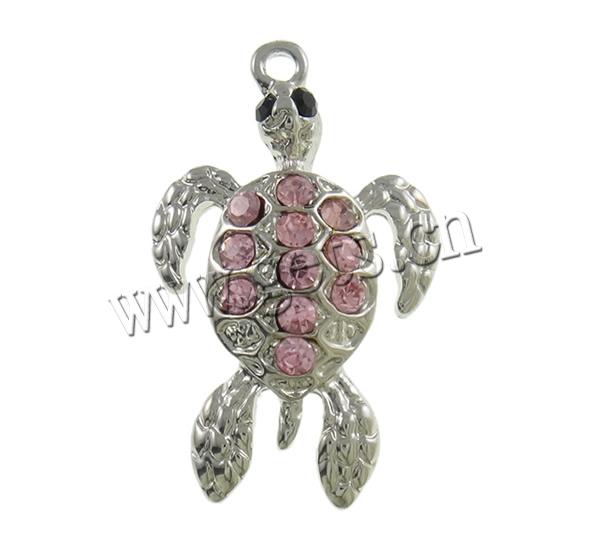 Pendentifs animaux en alliage de zinc, tortue, Placage, Personnalisé & avec strass, protéger l'environnement, sans nickel, plomb et cadmium, 20x33x5mm, Trou:Environ 2mm, Vendu par PC