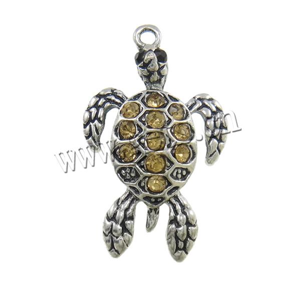 Pendentifs animaux en alliage de zinc, tortue, Placage, Personnalisé & avec strass, protéger l'environnement, sans nickel, plomb et cadmium, 20x33x5mm, Trou:Environ 2mm, Vendu par PC