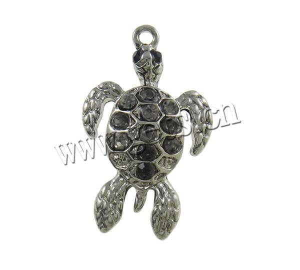 Pendentifs animaux en alliage de zinc, tortue, Placage, Personnalisé & avec strass, protéger l'environnement, sans nickel, plomb et cadmium, 20x33x5mm, Trou:Environ 2mm, Vendu par PC