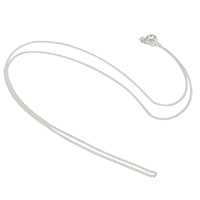 Collar de cadena de plata esterlina, plata de ley 925, chapado, cadena oval, más colores para la opción, 1mm, longitud:17.5 Inch, Vendido por Sarta