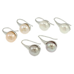 Freshwater Pearl Drop Earring, brass earring hook, silver color plated, mixed colors  