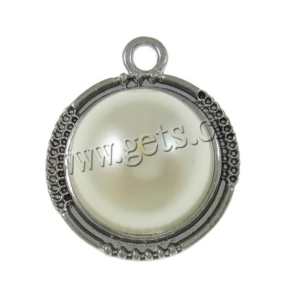 Glass Pearl Zinc Alloy Pendants, with Glass Pearl, Flat Round, plated, more colors for choice, nickel, lead & cadmium free, 22x26x10.5mm, Hole:Approx 2.5mm, Sold By PC