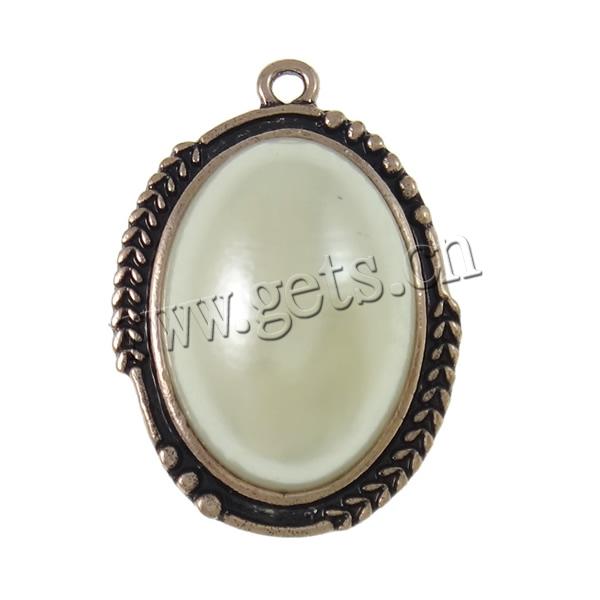 Glass Pearl Zinc Alloy Pendants, with Glass Pearl, Oval, plated, more colors for choice, nickel, lead & cadmium free, 23.5x33x9.5mm, Hole:Approx 2mm, Sold By PC