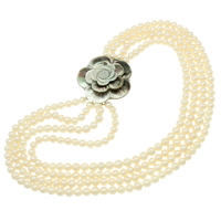 Natural Freshwater Pearl Necklace, shell box clasp, Round 7-8mm, 49mm Inch 