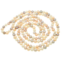 Naturel perles d'eau douce Sautoir, perle d'eau douce cultivée, pomme de terre, Collier écharpe, 7-8mm pouce, Vendu par brin