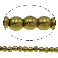Perles hématite magnétique, Rond, Placage de couleur d'or, styles différents pour le choix, grade A, 6mm pouce Vendu par brin