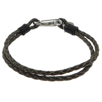 Cowhide Bracelets, 316 stainless steel lobster clasp 3mm [