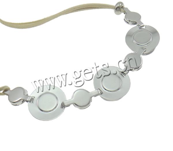 aleación de zinc Snap Collar Button, con cordón de lana & resina, con 6.5cm extender cadena, chapado, con diamantes de imitación, más colores para la opción, libre de níquel, plomo & cadmio, 22x12mm, longitud:aproximado 28.5 Inch, Vendido por Sarta