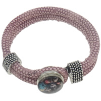 PU Leather Cord Bracelets, with Resin, zinc alloy clasp, plated nickel, lead & cadmium free Approx 8.5 Inch 