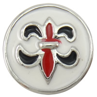 Jewelry Snap Button, Zinc Alloy, Flat Round, platinum color plated & enamel, nickel, lead & cadmium free 