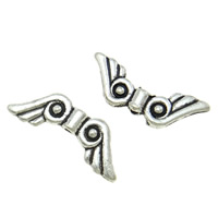 Zink-Legierung -Engels-Flügel Beads, Zinklegierung, Engel, Flügel,, plattiert, keine, 8x20x2mm, Bohrung:ca. 1mm, 800PCs/Tasche, verkauft von Tasche