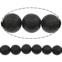 Natürliche Lava Perlen, rund, Bohrung:ca. 0.8mm, Länge:ca. 15.5 ZollInch, 28PCs/Strang, verkauft von Strang