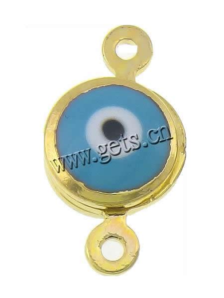 Evil Eye Jewelry Connector, Zinc Alloy, Flat Round, plated, evil eye pattern & enamel, more colors for choice, nickel, lead & cadmium free, 14x7x6mm, Hole:Approx 1mm, Sold By PC
