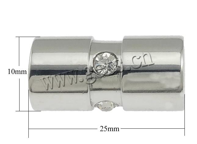 Stainless Steel Tube Beads, Customized & with rhinestone, original color, cadmium free, 25x10mm, Hole:Approx 6mm, Sold By PC