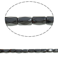 Magnetische Perlen, Magnetische Hämatit, Rohr, facettierte, schwarz, 5x8mm, Bohrung:ca. 2mm, Länge:16 ZollInch, 50PCs/Strang, verkauft von Strang