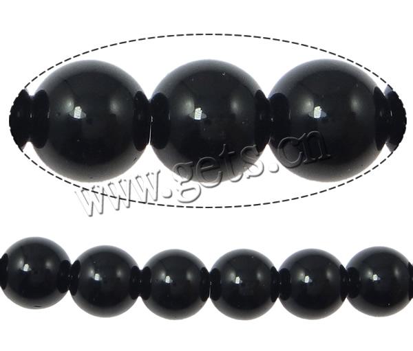 Black Stone Bead, Round, more sizes for choice, Length:15 Inch, Sold By Strand