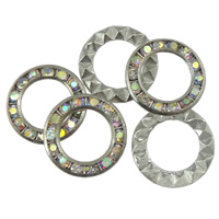 Espaciador de la forma rueda del diamante de imitación, metal, Donut, chapado, con diamantes de imitación, más colores para la opción, 15x15x2mm, agujero:aproximado 9.5mm, Vendido por UD