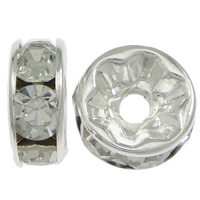 Espaciador de la forma rueda del diamante de imitación, metal, Toroidal, chapado, con un diamantes de imitación de Categoría A, más colores para la opción, Grado A, 6x3mm, 100PCs/Bolsa, Vendido por Bolsa
