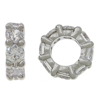Brass Spacer Beads, Donut, plated, micro pave cubic zirconia Approx 4mm 