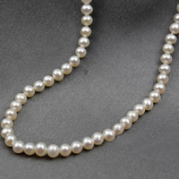 Природное пресноводное жемчужное ожерелье, Пресноводные жемчуги, чистое серебро Замок-карабин, Круглая, натуральный, белый, не содержит никель, свинец, 4-4.5mm, длина:Приблизительно 17 дюймовый, продается Strand