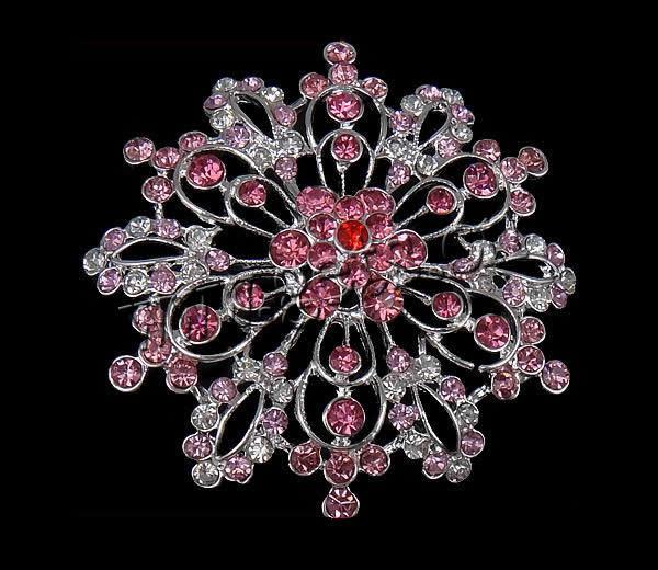 Zinc Alloy Brooch Finding, Flower, plated, Customized & enamel & with rhinestone, more colors for choice, 62x62x13mm, Sold By PC
