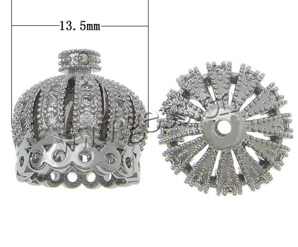 Perles zircon Micro Pave cubes, laiton, couronne, Placage, pavé de micro zircon, plus de couleurs à choisir, 13.5x13.5x13.5mm, Trou:Environ 1.5mm, Vendu par PC