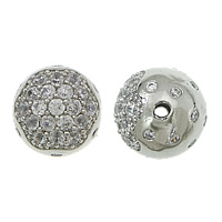 Cubic Zirconia Micro Pave Brass Beads, Round, plated, micro pave cubic zirconia 12mm Approx 1.5mm 