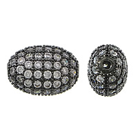 Cubic Zirconia Micro Pave Brass Beads, Oval, plated, micro pave cubic zirconia Approx 2mm 