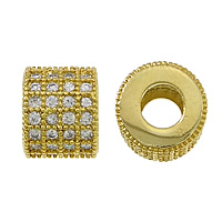 Cubic Zirconia Micro Pave Brass European Bead, Column, plated, micro pave cubic zirconia & without troll Approx 5mm 