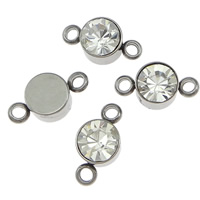 Stainless Steel Charm Connector, 303 Stainless Steel & with rhinestone & 1/1 loop, original color Approx 1.5mm, 1.8mm 