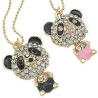 Fashion Sweater Chain Necklace, Zinc Alloy, Panda, plated, enamel & with rhinestone, mixed colors, nickel, lead & cadmium free Approx 27.5 Inch, Approx 