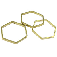 Messing Verknüpfung Ring, Sechseck, plattiert, keine, 11x10x0.8mm, 0.5mm, 10000PCs/Tasche, verkauft von Tasche