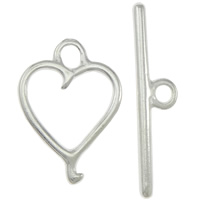 Brass Toggle Clasp, Heart, plated, single-strand Approx 2mm 