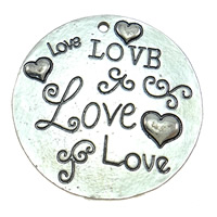 Zinc Alloy Message Pendants, Coin, plated Approx 1.5mm 