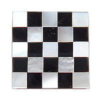 White Shell Cabochon, with Gemstone, Square, mosaic & flat back 