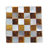 White Shell Cabochon, with Tiger Eye, Square, mosaic & flat back 