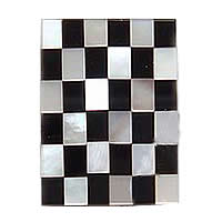 Mosaik Muschel Cabochon, mit Edelstein & Weiße Muschel, Rechteck, 18x13x2mm, verkauft von PC