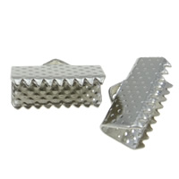Iron Ribbon Crimp End, Rectangle, plated, textured lead free Approx 